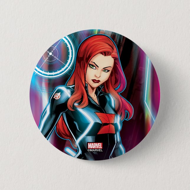Avengers Classics | Black Widow Neon Glow 2 Inch Round Button (Front)