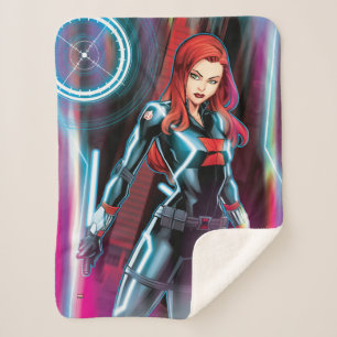 Avengers Classics Black Widow Neon Glow Sherpa Blanket