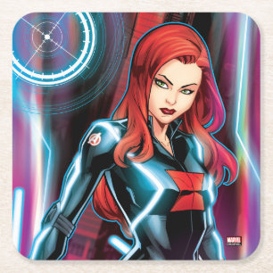 Avengers Classics Black Widow Neon Glow Square Paper Coaster