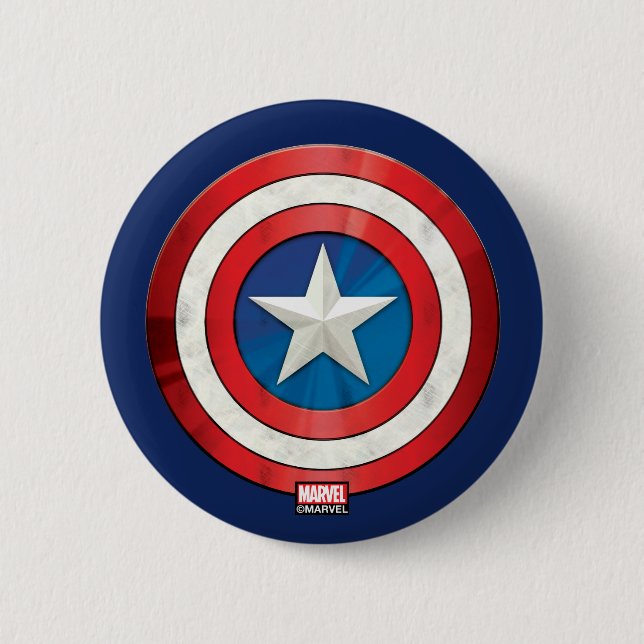 Avengers Classics | Captain America Brushed Shield 2 Inch Round Button (Front)