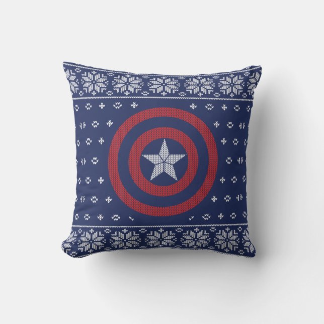 Avengers Classics | Captain America Knit Graphic Throw Pillow (Front)
