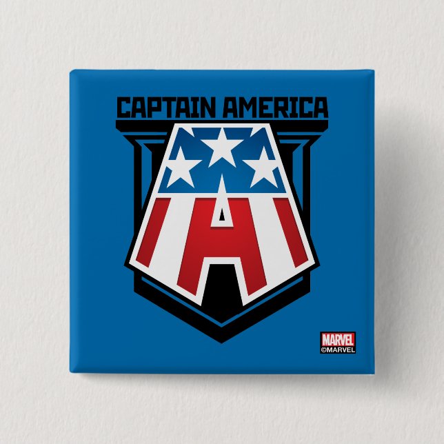 Avengers Classics | Captain America Patriotic Icon 2 Inch Square Button (Front)