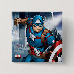 Avengers Classics   Captain America Runs Forward 2 Inch Square Button