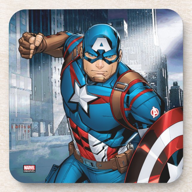 Avengers Classics | Captain America Runs Forward Coaster (Front)