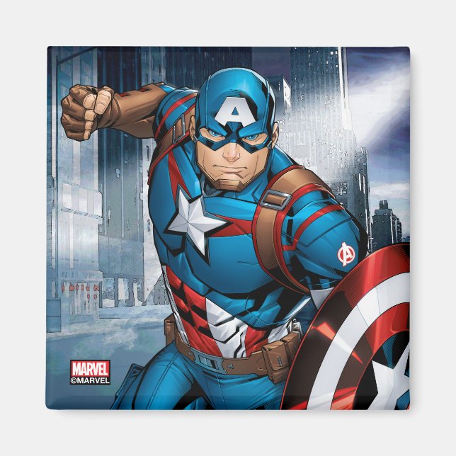 Avengers Classics | Captain America Runs Forward Magnet (Front)