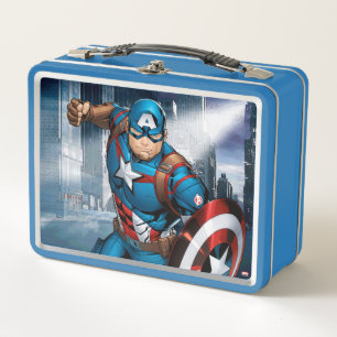 Avengers Classics Captain America Runs Forward Metal Lunch Box