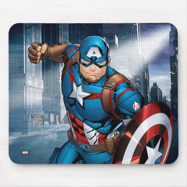 Avengers Classics | Captain America Runs Forward Mouse Pad (Front)