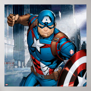 Avengers Classics   Captain America Runs Forward Poster
