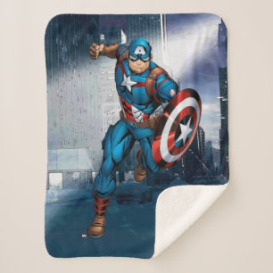 Avengers Classics Captain America Runs Forward Sherpa Blanket
