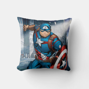 Avengers Classics Captain America Runs Forward Throw Pillow