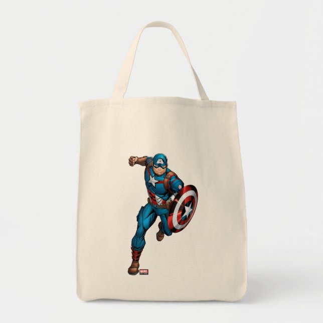 Avengers Classics | Captain America Runs Forward Tote Bag (Front)