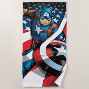 Avengers Classics   Captain America With Stripes Beach Towel