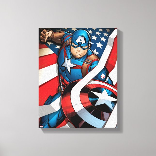 Avengers Classics | Captain America With Stripes Canvas Print (Front)