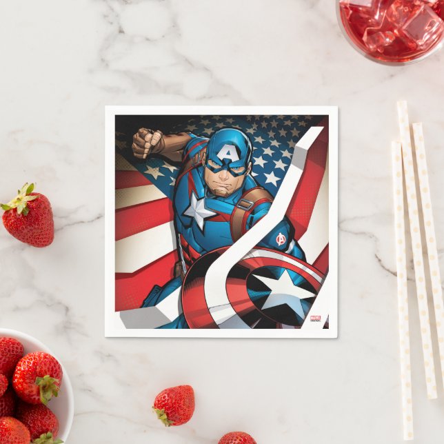 Avengers Classics | Captain America With Stripes Napkin (Insitu)