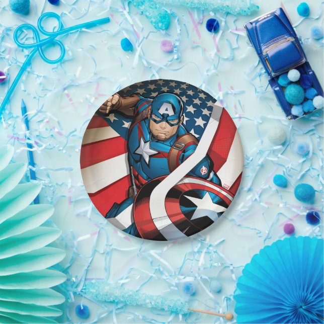 Avengers Classics | Captain America With Stripes Paper Plate (Party)
