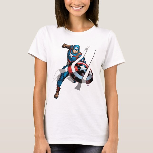 Avengers Classics | Captain America With Stripes T-Shirt (Front)