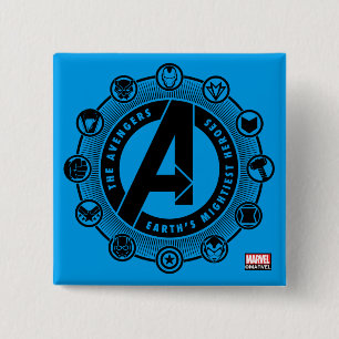Avengers Classics   Earth's Mightiest Heroes Icons 2 Inch Square Button