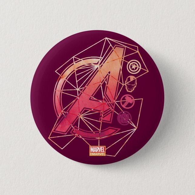 Avengers Classics | Geometric Avengers Icons 2 Inch Round Button (Front)