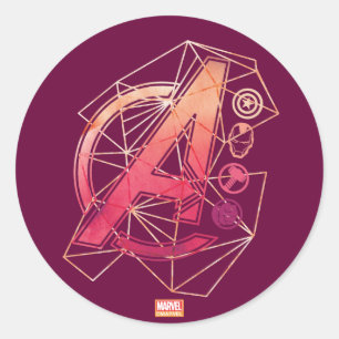 Avengers Classics   Geometric Avengers Icons Classic Round Sticker