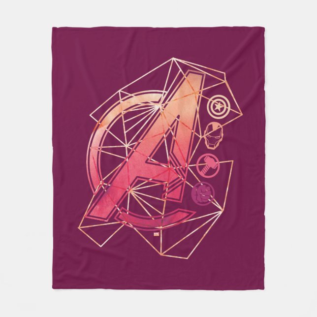 Avengers Classics | Geometric Avengers Icons Fleece Blanket (Front)