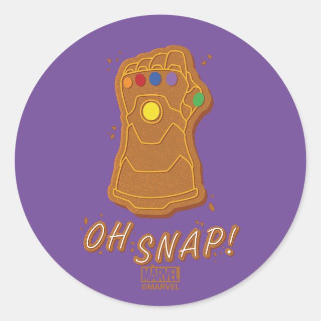 Avengers Classics | Gingerbread Thanos Oh Snap! Classic Round Sticker (Front)