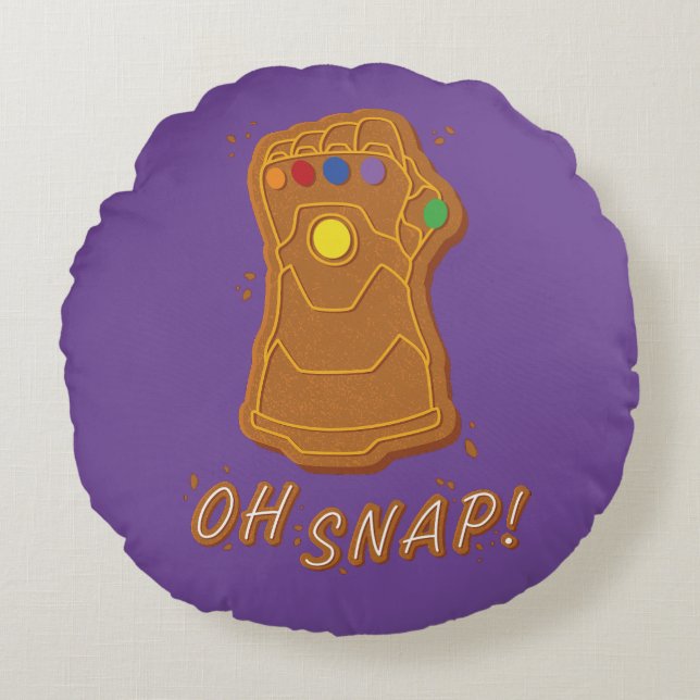Avengers Classics | Gingerbread Thanos Oh Snap! Round Pillow (Front)