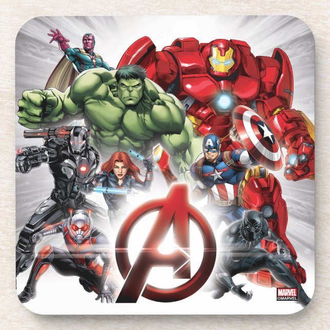 Avengers Classics | Glowing Logo Avengers Group Coaster (Front)