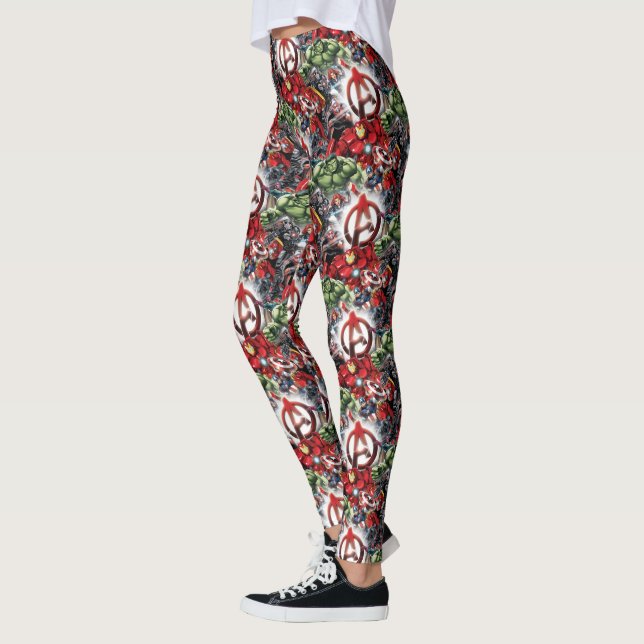 Avengers Classics | Glowing Logo Avengers Group Leggings (Left)
