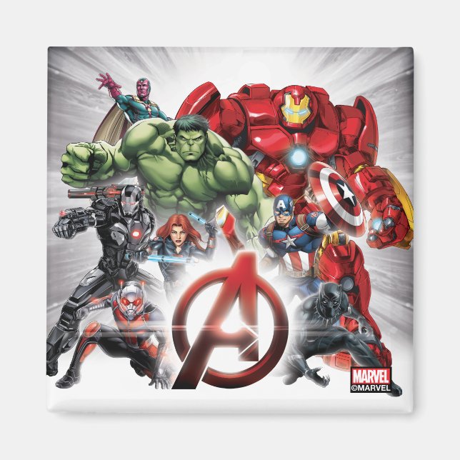 Avengers Classics | Glowing Logo Avengers Group Magnet (Front)