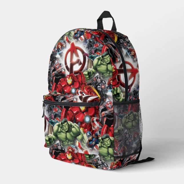 Avengers Classics | Glowing Logo Avengers Group Printed Backpack (Back Corner Right)