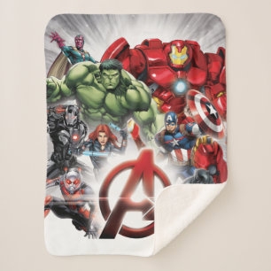 Avengers Classics Glowing Logo Avengers Group Sherpa Blanket