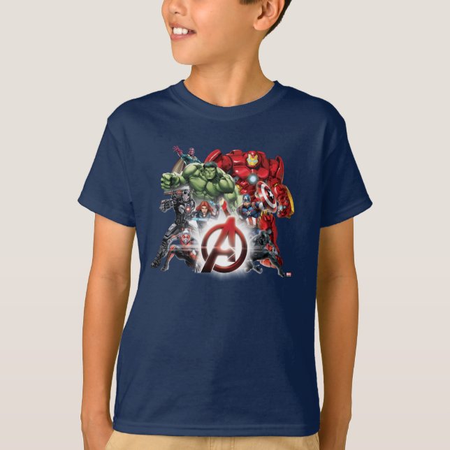 Avengers Classics | Glowing Logo Avengers Group T-Shirt (Front)