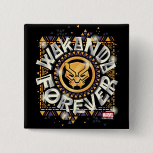 Avengers Classics Golden Wakanda Forever Graphic 2 Inch Square Button