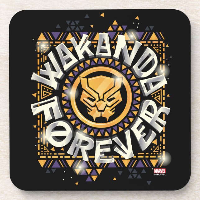 Avengers Classics | Golden Wakanda Forever Graphic Coaster (Front)