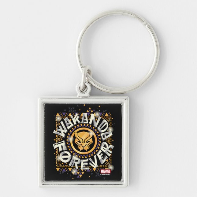 Avengers Classics | Golden Wakanda Forever Graphic Keychain (Front)