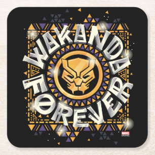 Avengers Classics   Golden Wakanda Forever Graphic Square Paper Coaster