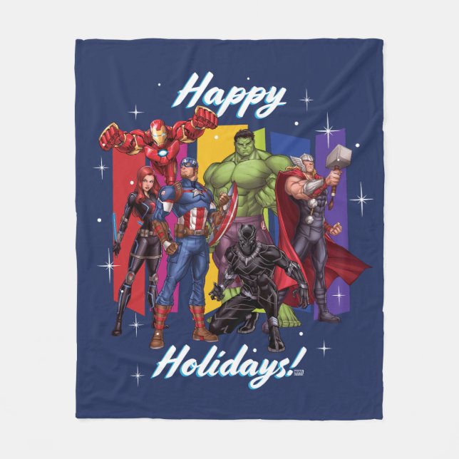 Avengers Classics | Group "Happy Holidays" Fleece Blanket (Front)