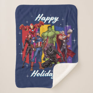 Avengers Classics   Group "Happy Holidays" Sherpa Blanket