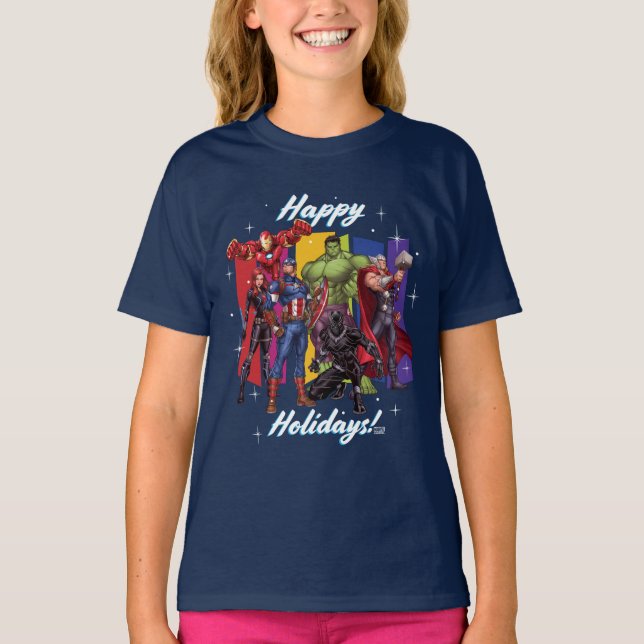 Avengers Classics | Group "Happy Holidays" T-Shirt (Front)