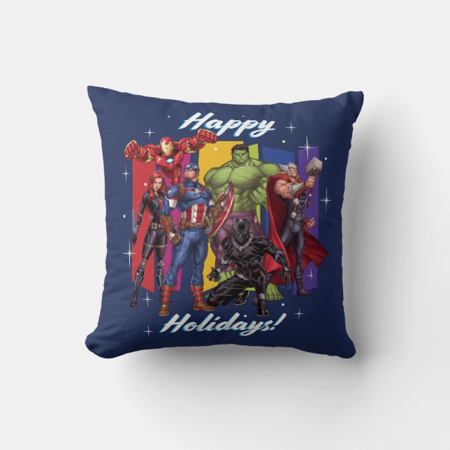 Avengers Classics | Group "Happy Holidays" Throw Pillow (Front)