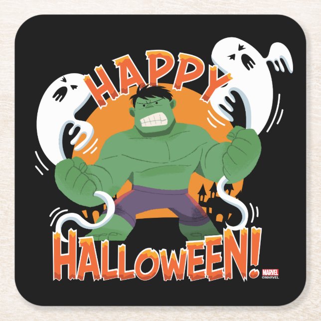 Avengers Classics | Hulk "Happy Halloween" Square Paper Coaster (Front)