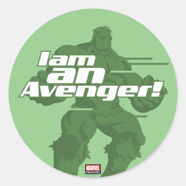 Avengers Classics | Hulk "I Am" Graphic Classic Round Sticker (Front)