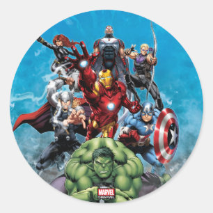 Avengers Classics Hulk Leading Avengers Classic Round Sticker