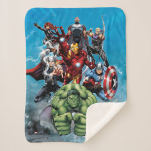 Avengers Classics Hulk Leading Avengers Sherpa Blanket