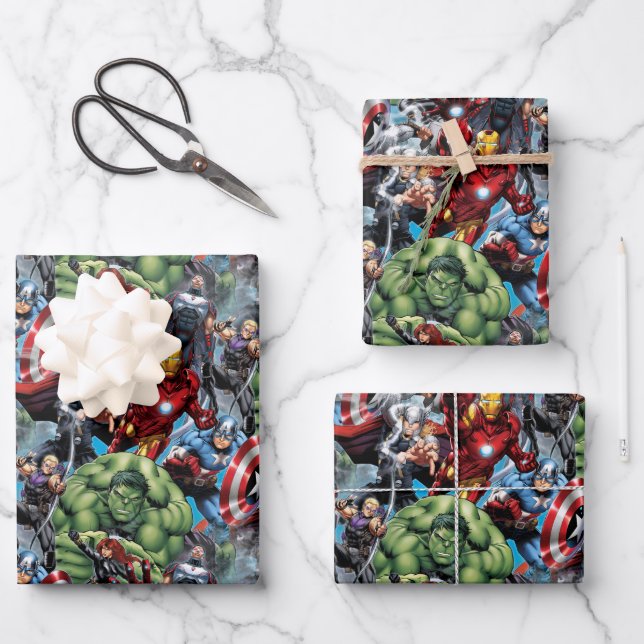 Avengers Classics | Hulk Leading Avengers Wrapping Paper Sheet (Front)
