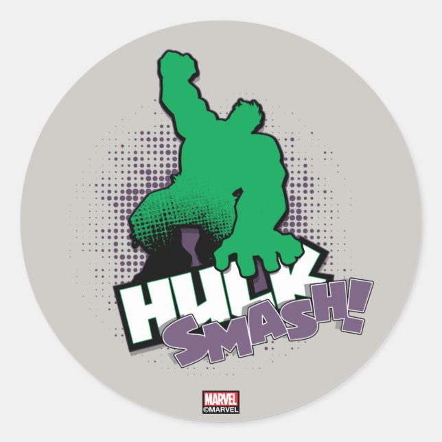 Avengers Classics | Hulk Smash Outline Graphic Classic Round Sticker (Front)