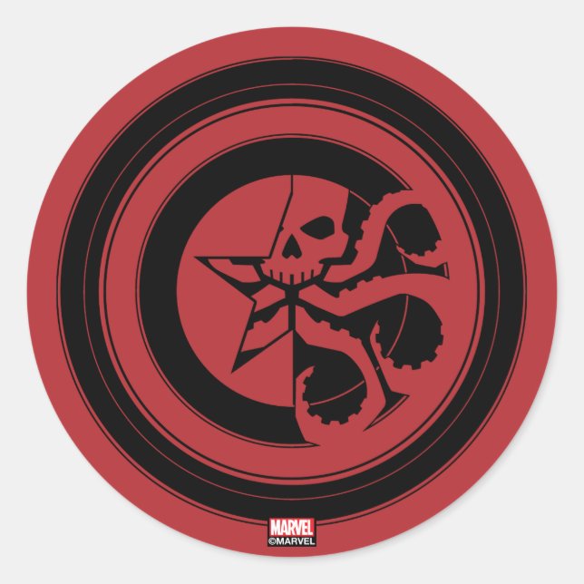 Avengers Classics | Hydra Captain America Shield Classic Round Sticker (Front)