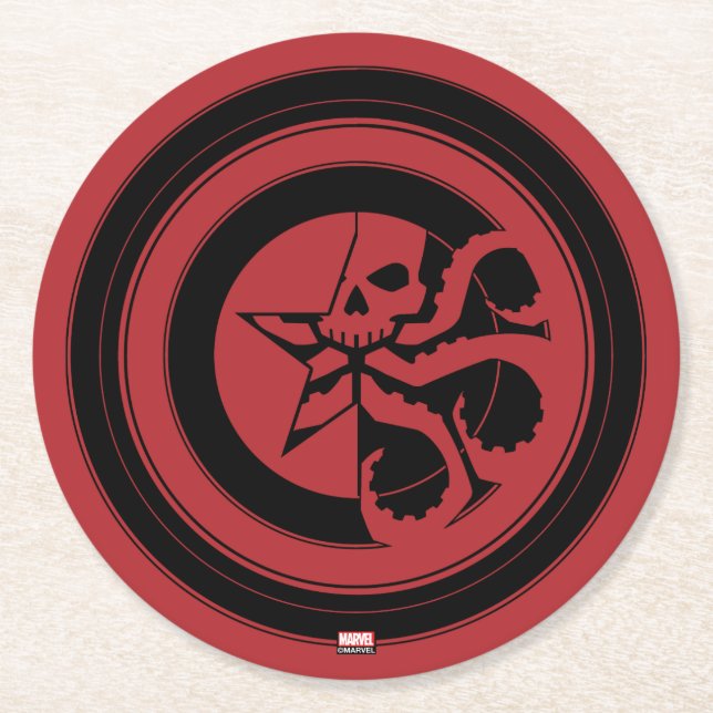 Avengers Classics | Hydra Captain America Shield Round Paper Coaster (Front)