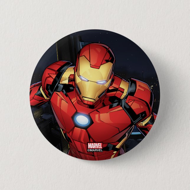 Avengers Classics | Iron Man Flying Forward 2 Inch Round Button (Front)