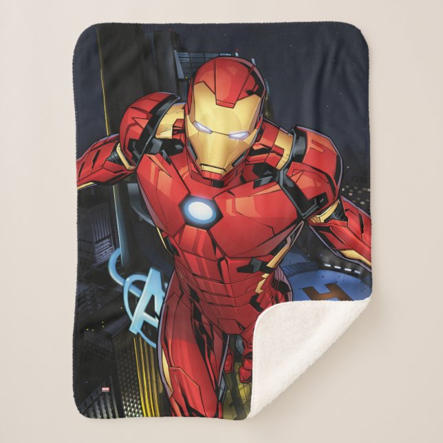 Avengers Classics | Iron Man Flying Forward Sherpa Blanket (Front)